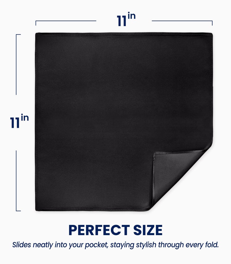 Selected Hanky 100% Pure Silk Pocket Square Solid Black for Father's Day Gift - Image 3